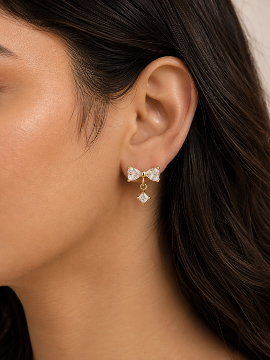 Crystal Bow Stud Earrings
