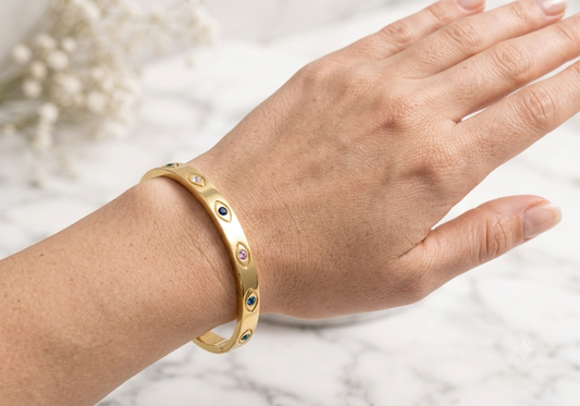 Studded Evil Eye Bangle