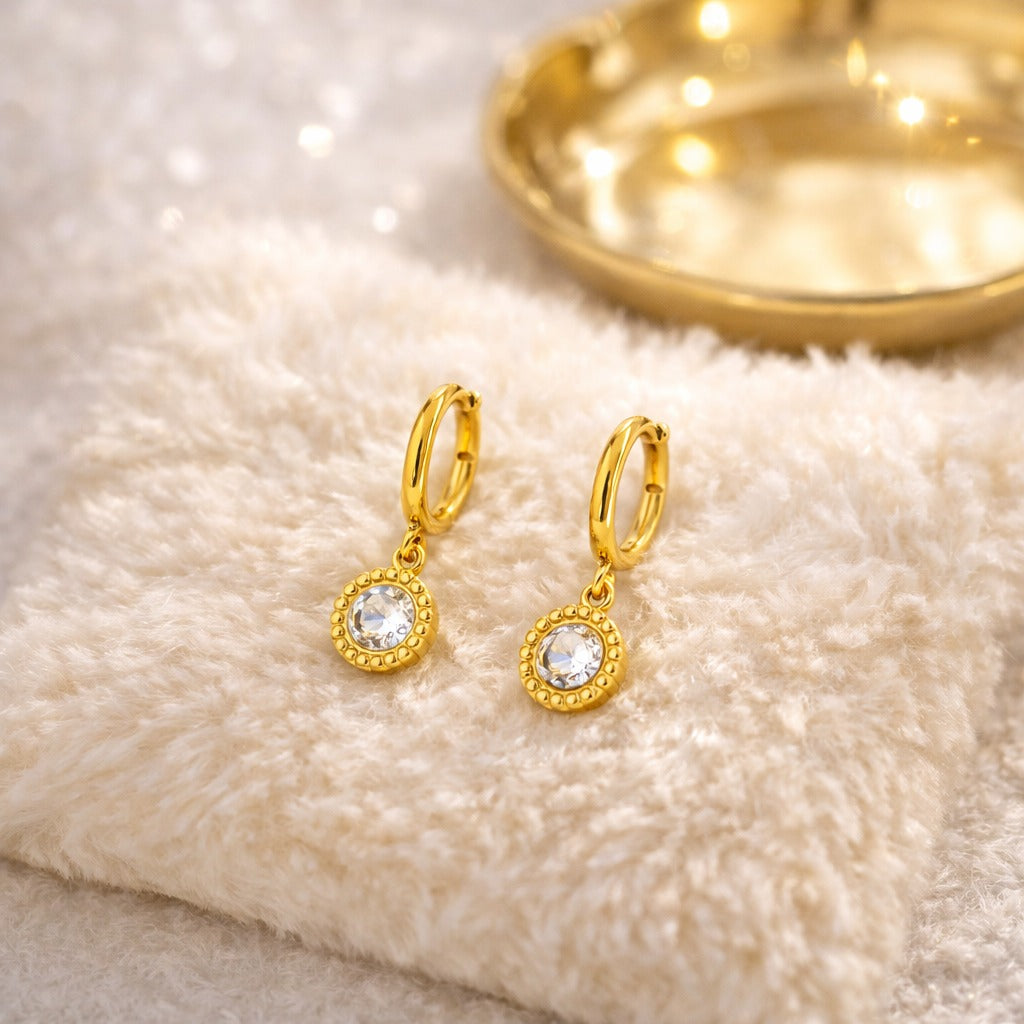 Crystal Charm Hoop Earrings