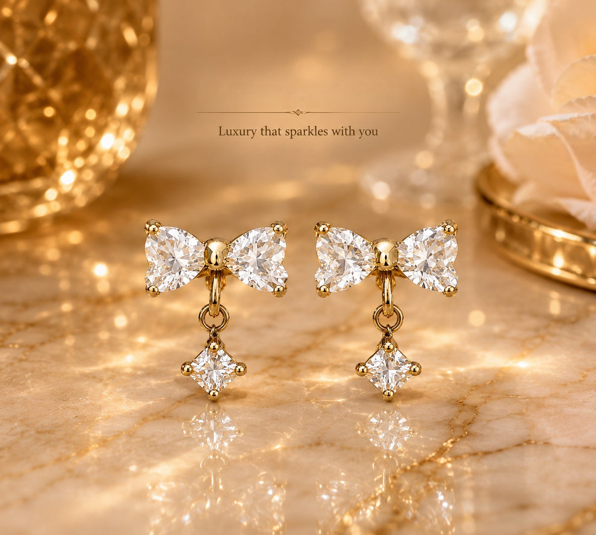 Crystal Bow Stud Earrings