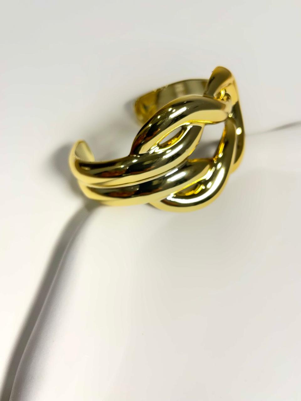Chunky Gold Link Cuff Bracelet