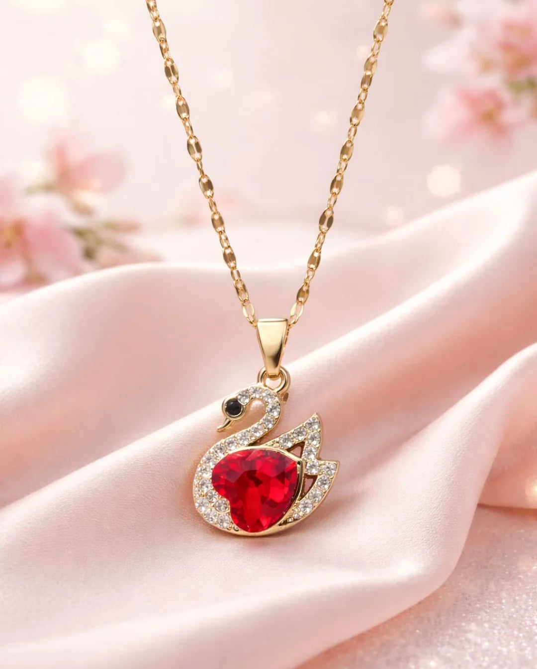 Ruby Swan Necklace