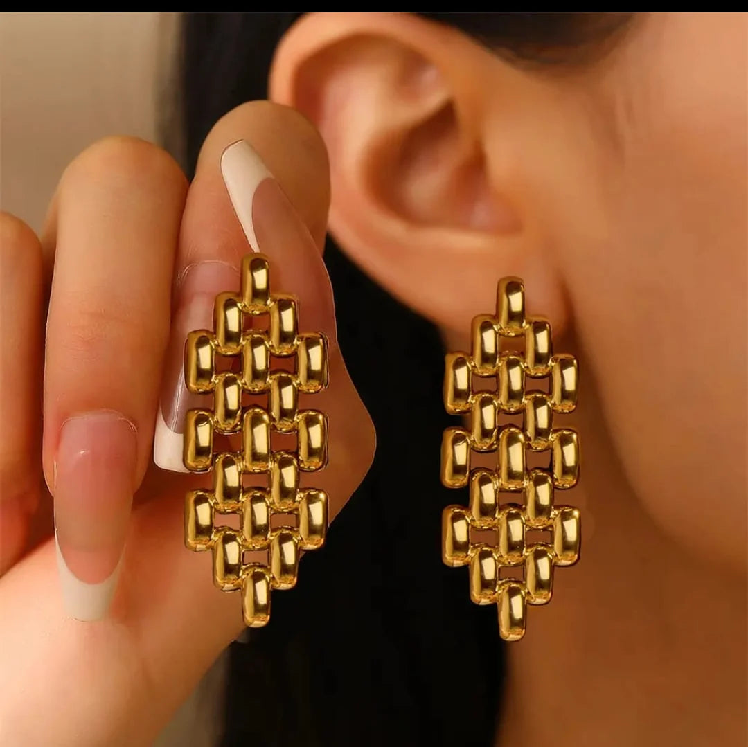 Golden Link Statement Earrings