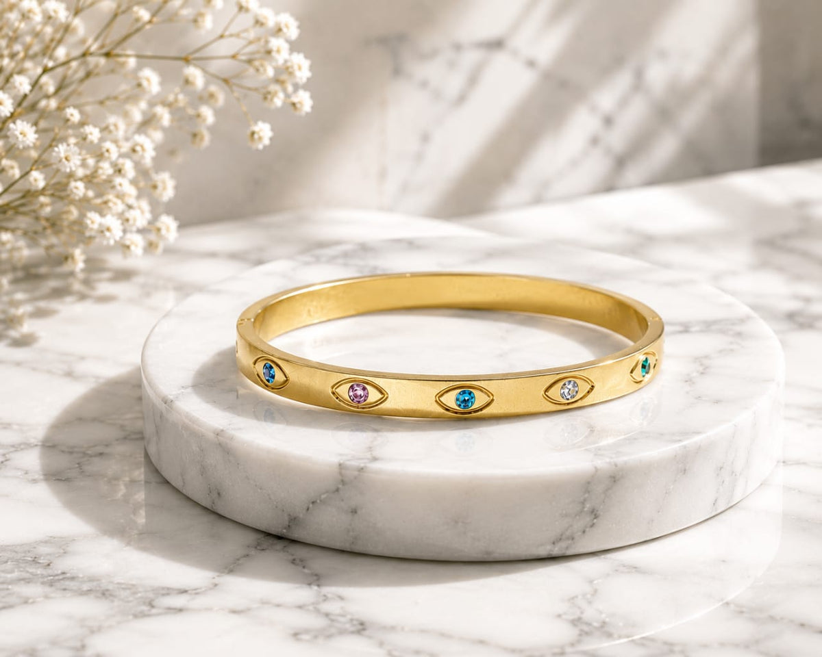 Studded Evil Eye Bangle