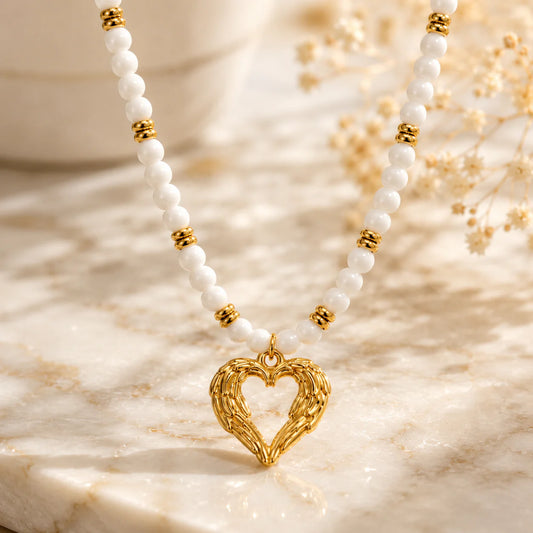 Ivory Heart Beaded Necklace