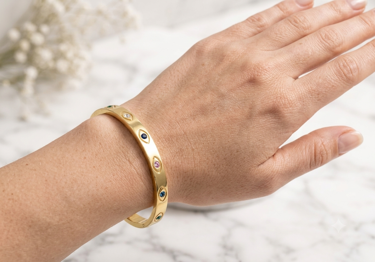 Studded Evil Eye Bangle