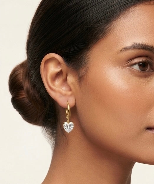 Heart Crystal Hoop Earrings