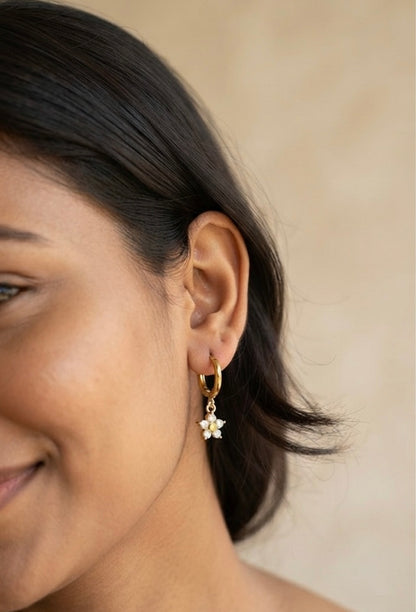 Crystal Flower Hoops Earrings