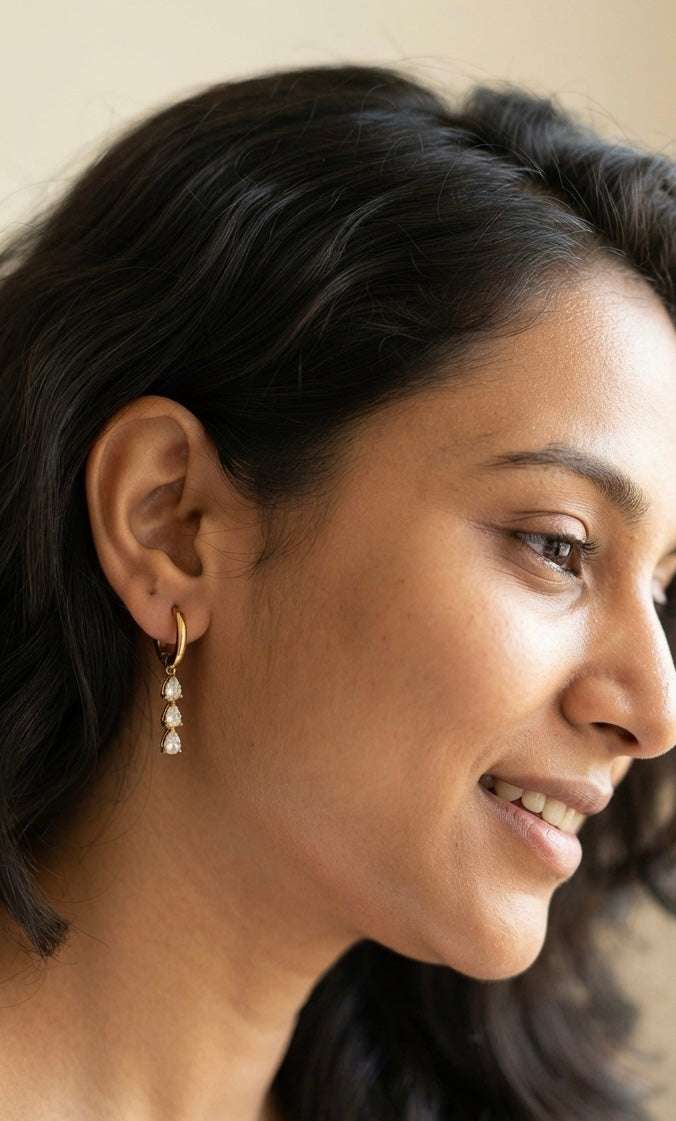 Triple Drop Hoop Earrings