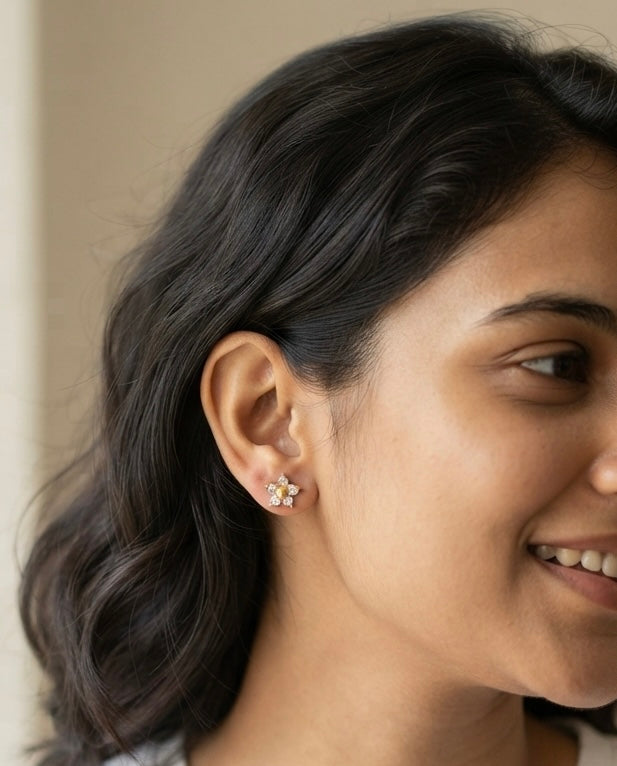 Crystal Flower Stud Earrings