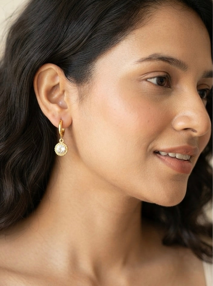 Crystal Charm Hoop Earrings