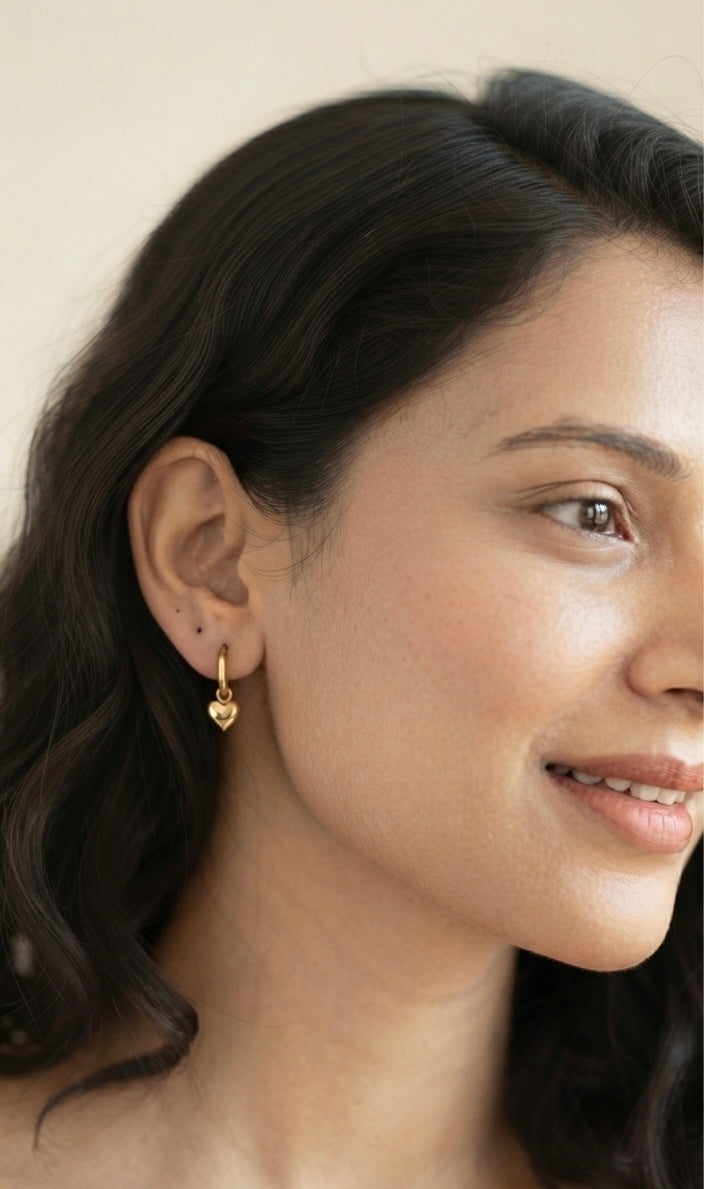 Heart Drop Hoop Earrings