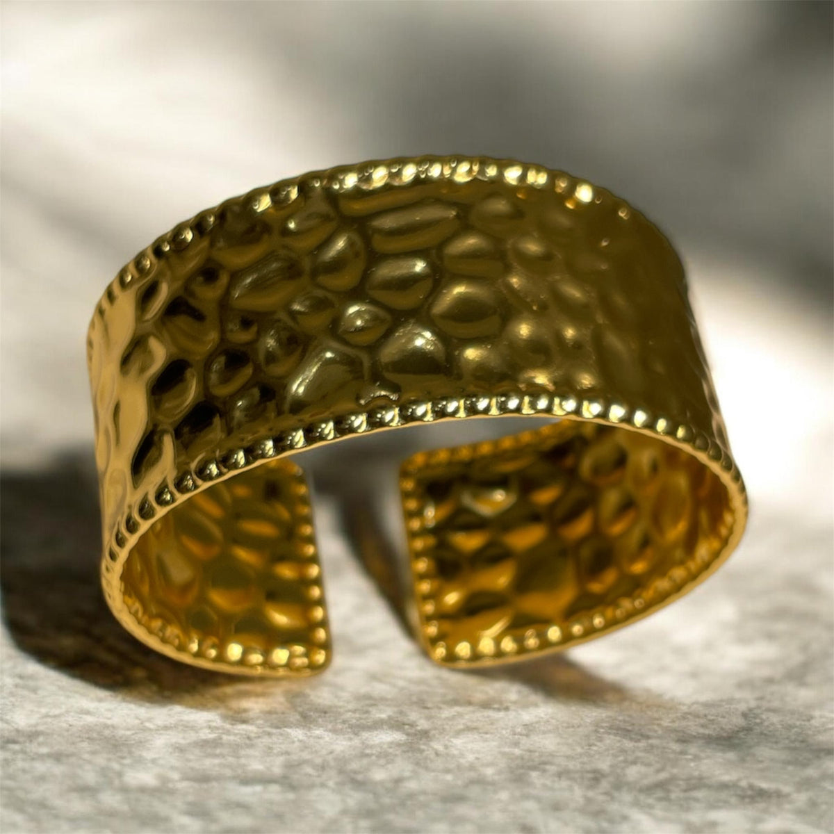 Hammered Gold Statement Cuff Bracelet
