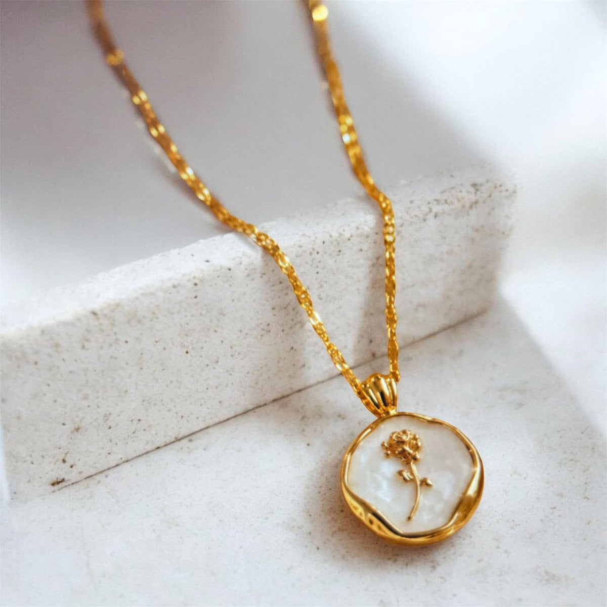 Enamel Rose Necklace