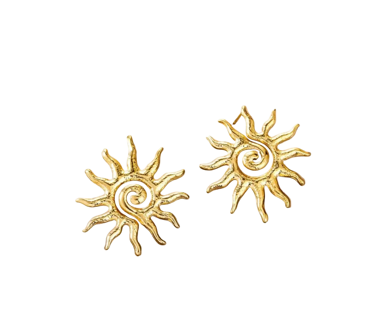 Gold Sunburst Statement Stud Earring