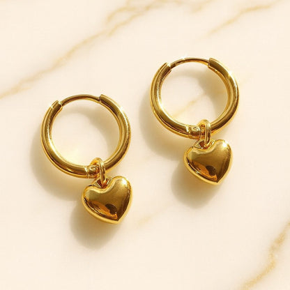 Heart Drop Hoop Earrings