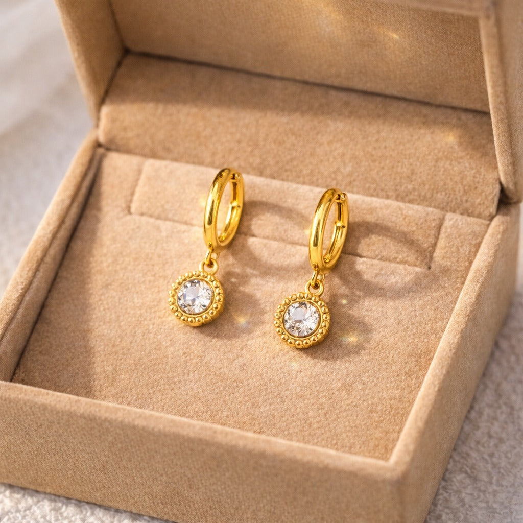 Crystal Charm Hoop Earrings
