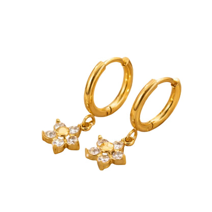 Crystal Flower Hoops Earrings