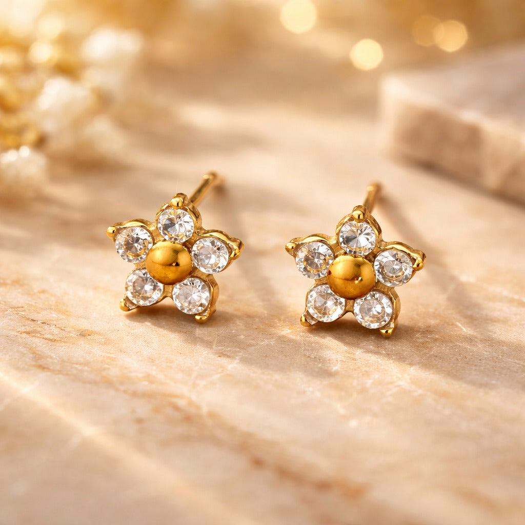 Crystal Flower Stud Earrings