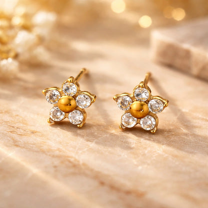 Crystal Flower Stud Earrings