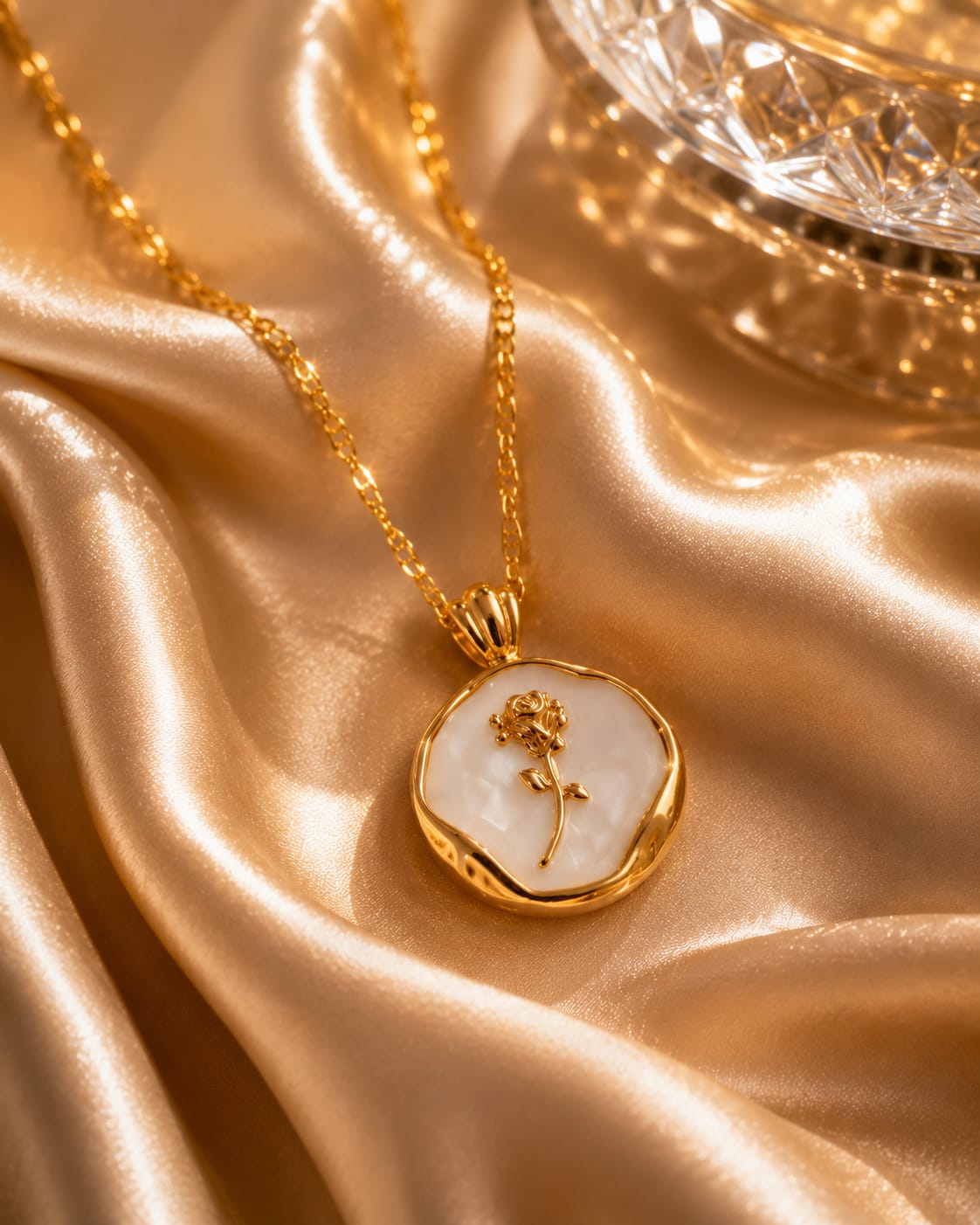 Enamel Rose Necklace