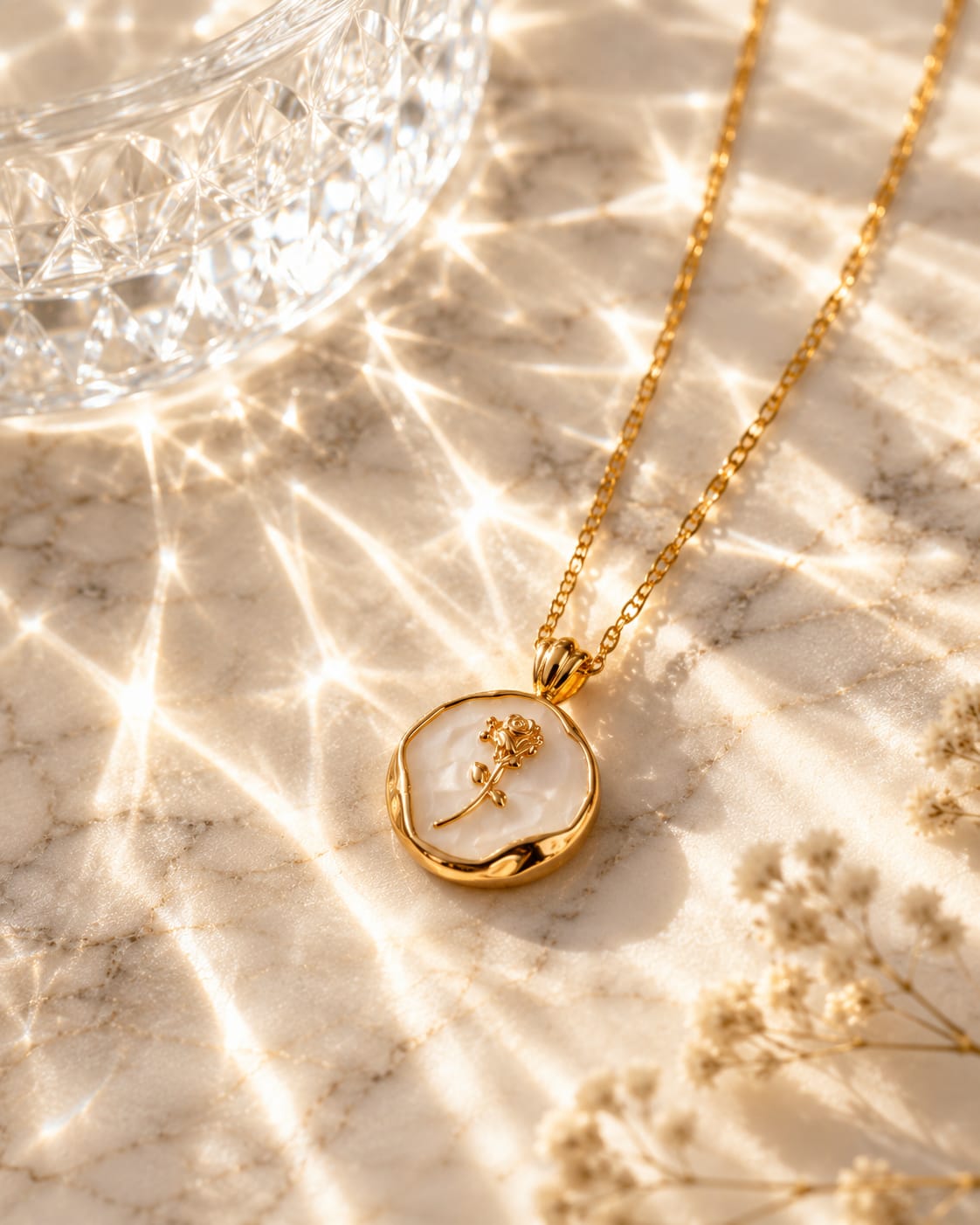Enamel Rose Necklace