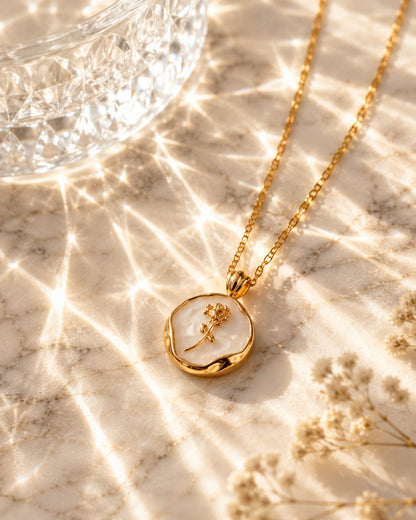 Enamel Rose Necklace