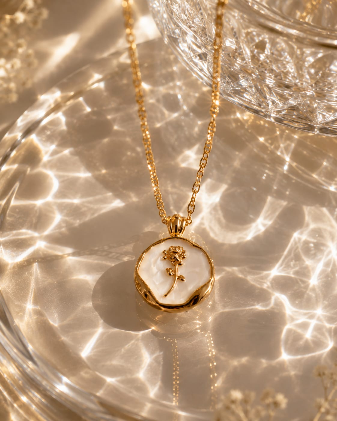 Enamel Rose Necklace