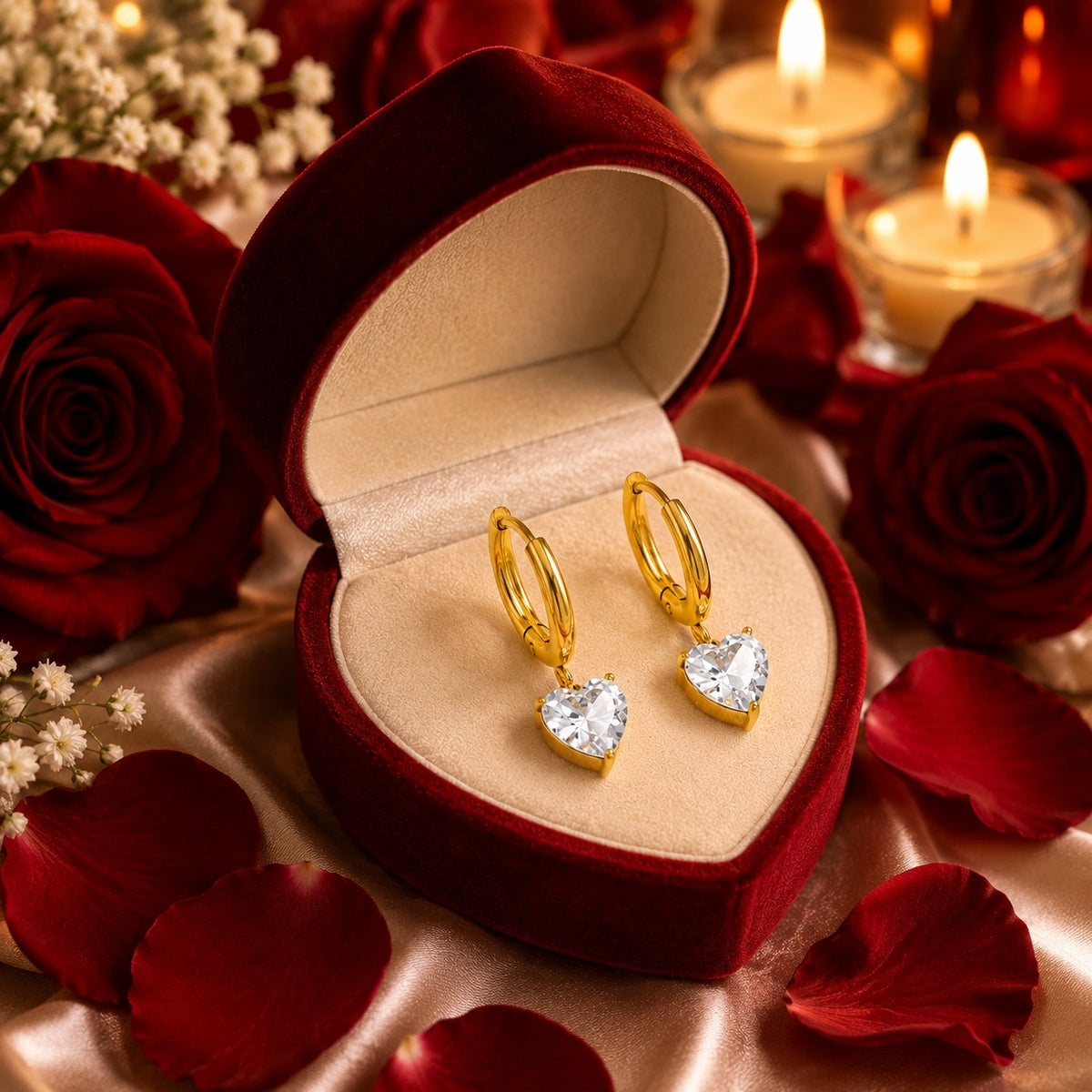Heart Crystal Hoop Earrings