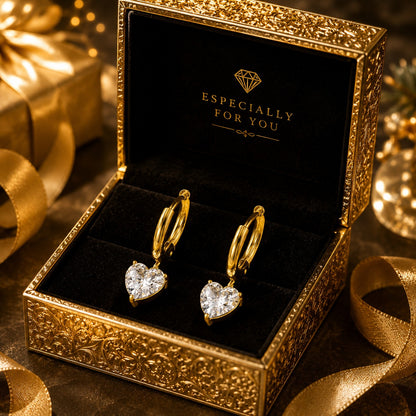 Heart Crystal Hoop Earrings