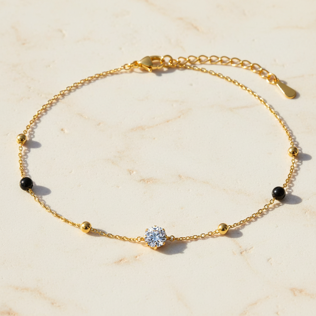 Black Chain Bracelet - Natural Stone Sunlight