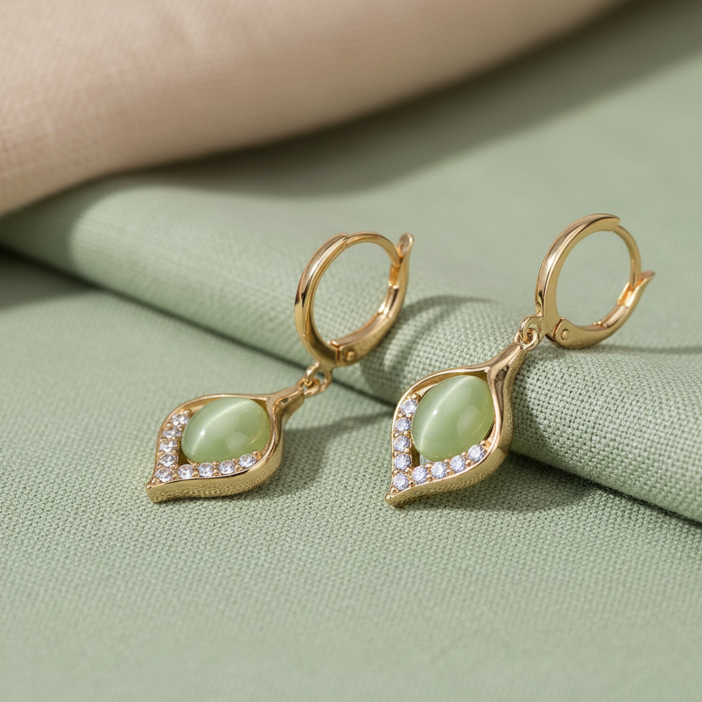 Cat Eye Teardrop - Sage Fabric Angle