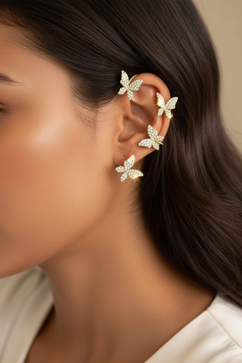 Crystal Butterfly Ear Cuff - Indian Woman Lifestyle