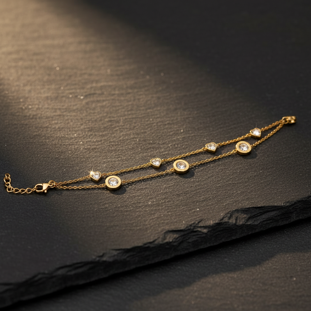 Double Strand Bracelet - Dark Stone Diagonal