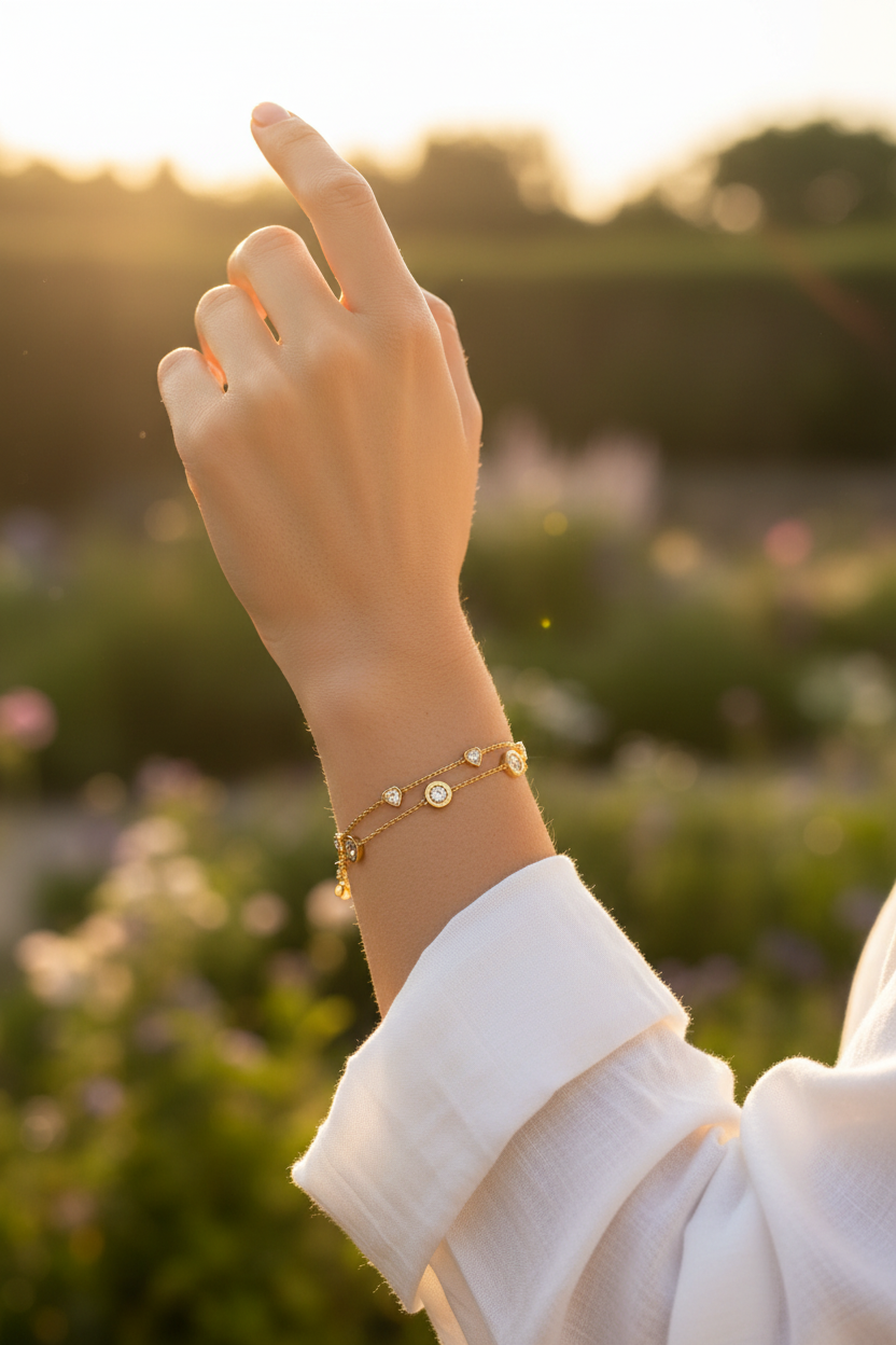 Double Strand Bracelet - Golden Hour Try-On