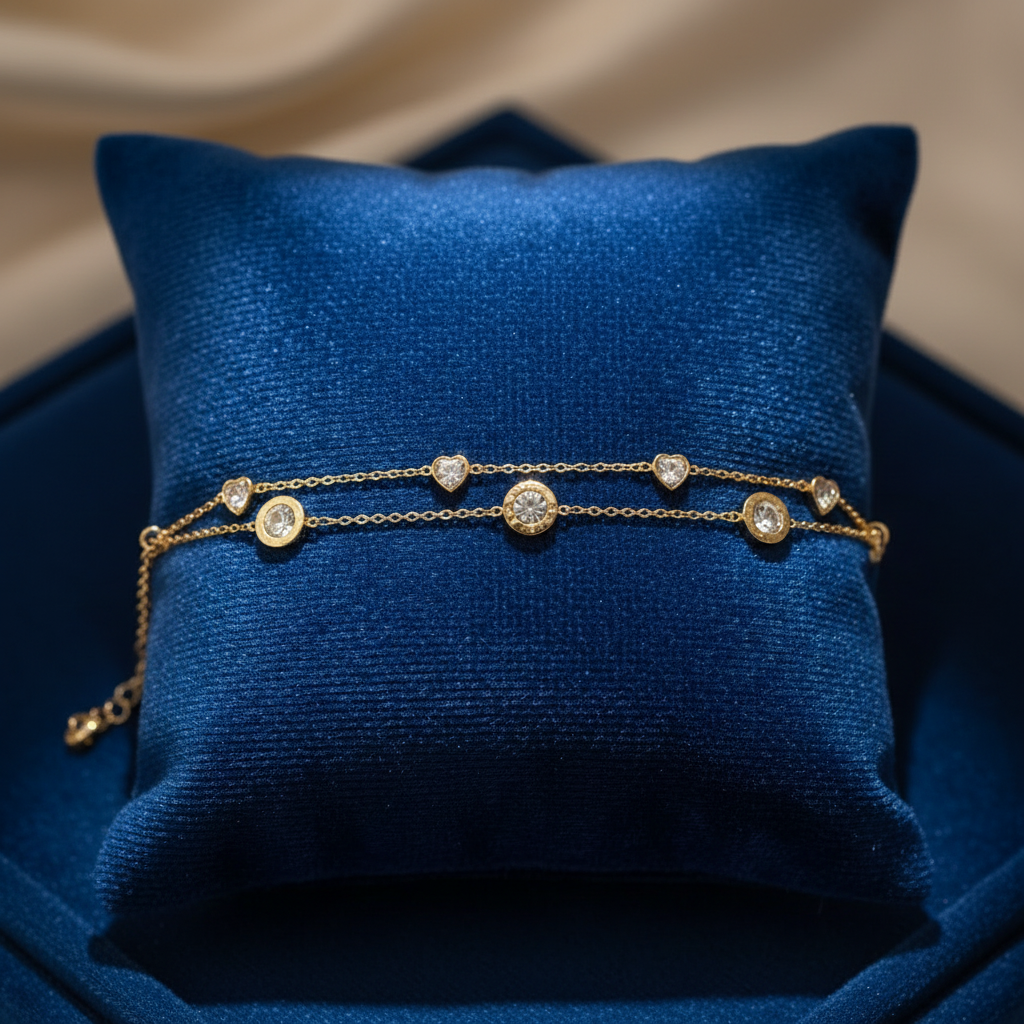 Double Strand Bracelet - Royal Blue Velvet Holder