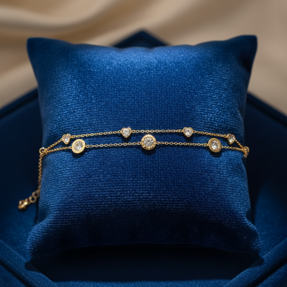 Double Strand Bracelet - Royal Blue Velvet Holder