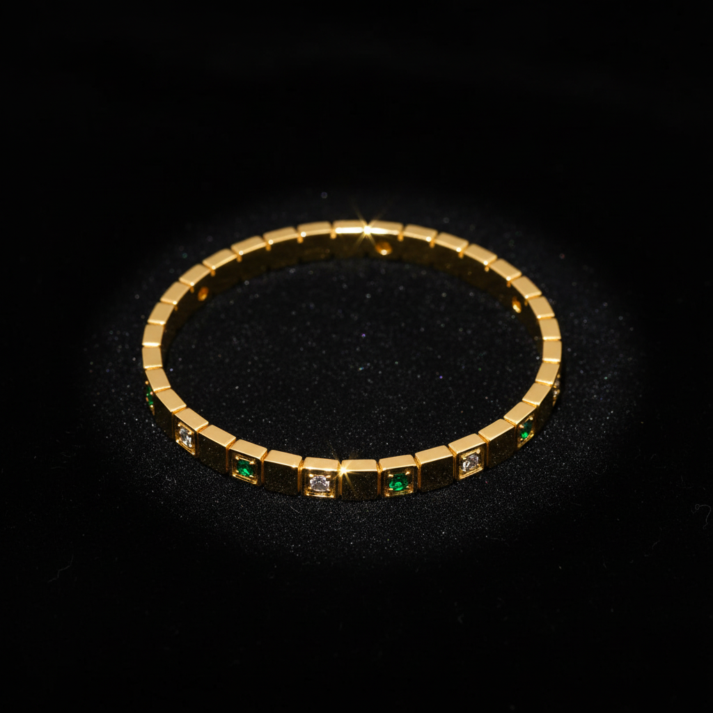 Emerald Square Bracelet - Black Velvet Drama