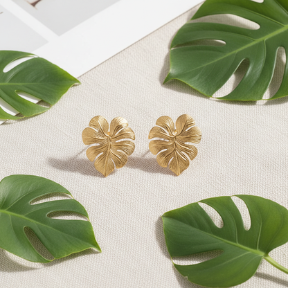 Gold Monstera Leaf - Linen with Props