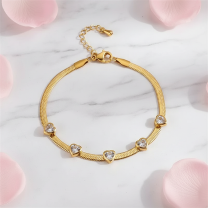 Heart Bracelet - Marble & Rose Petals