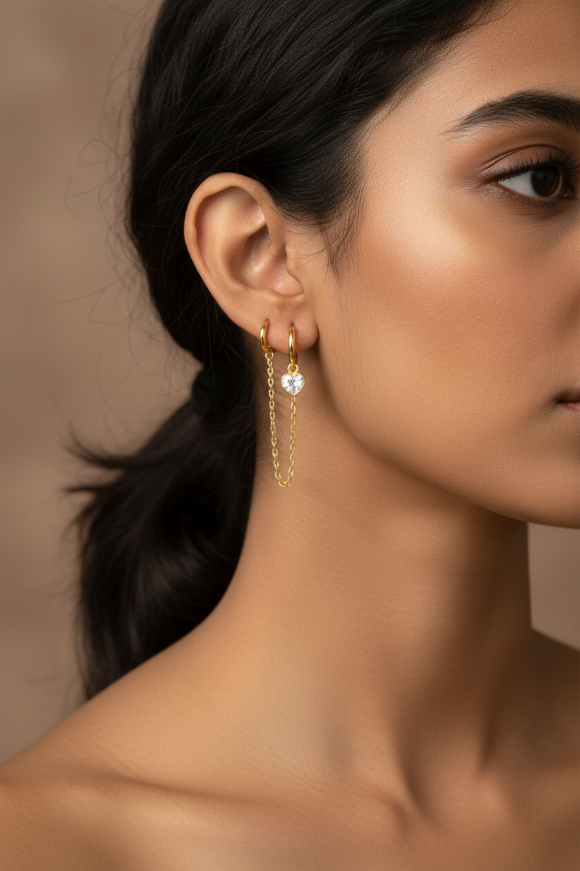 Halo Duo Earrings model try-on