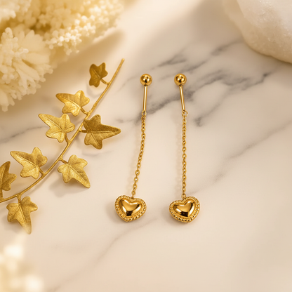 Ivy Heart Earrings marble surface