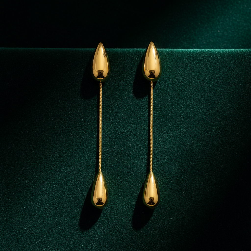 Willow Drop Earrings green velvet background