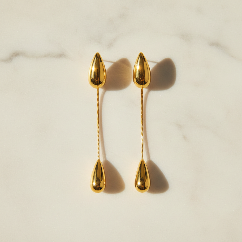 Willow Drop Earrings marble surface