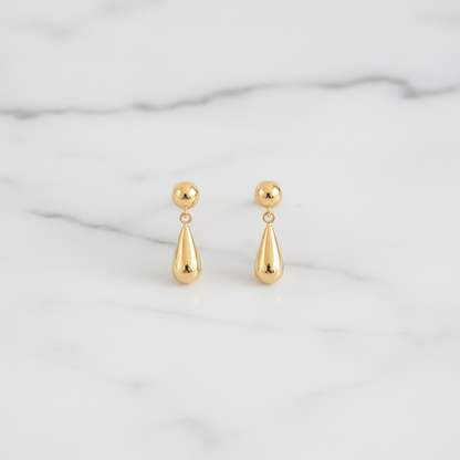Minimalist Teardrop Stud - White Marble
