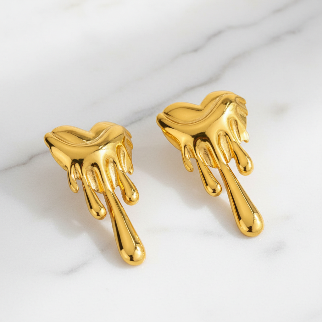 Molten Heart Drip Earrings – Marble