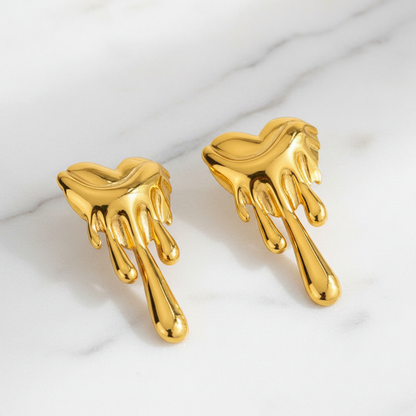 Molten Heart Drip Earrings – Marble