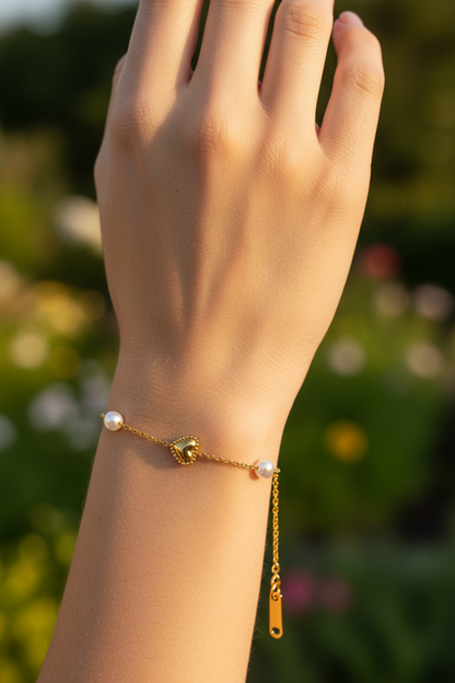 Pearl Heart Bracelet - Exact Design Try-On