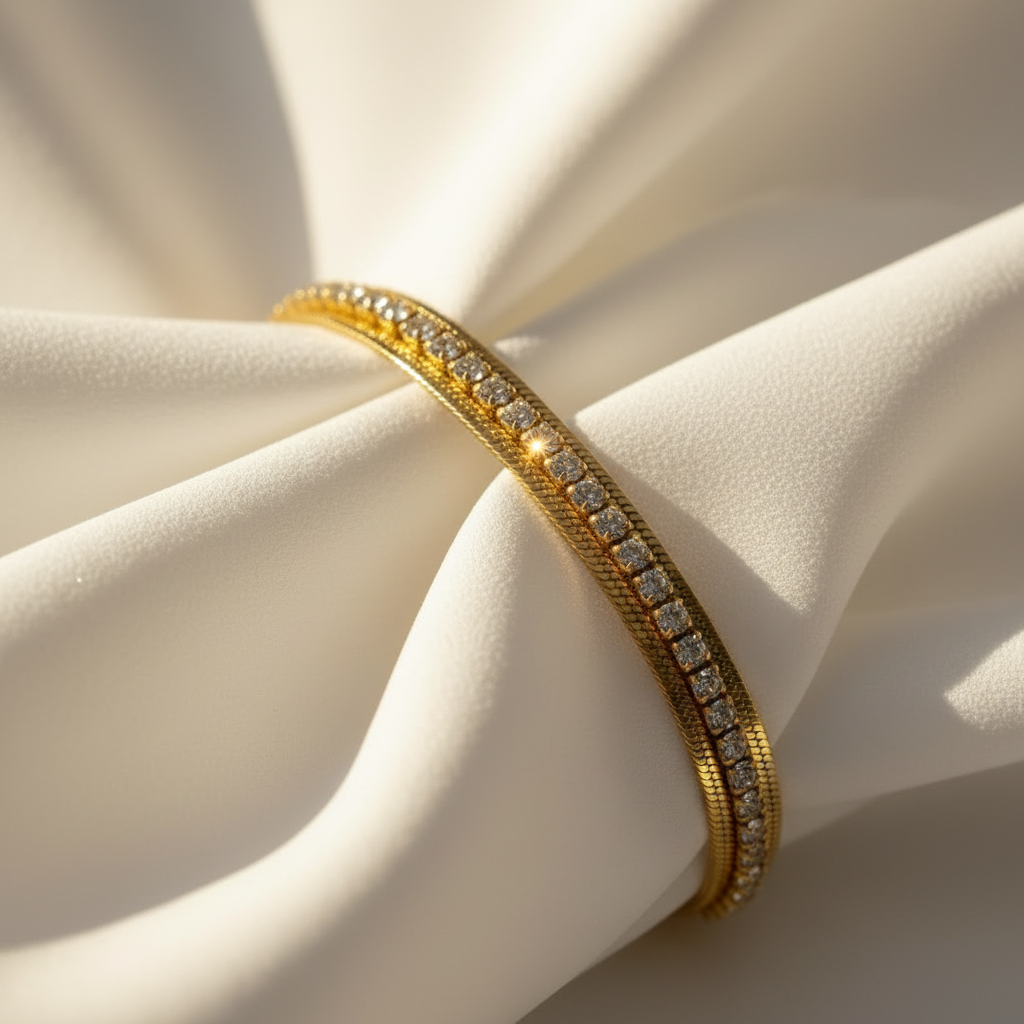 Radiant Snake Chain Bracelet - White Silk Luxury
