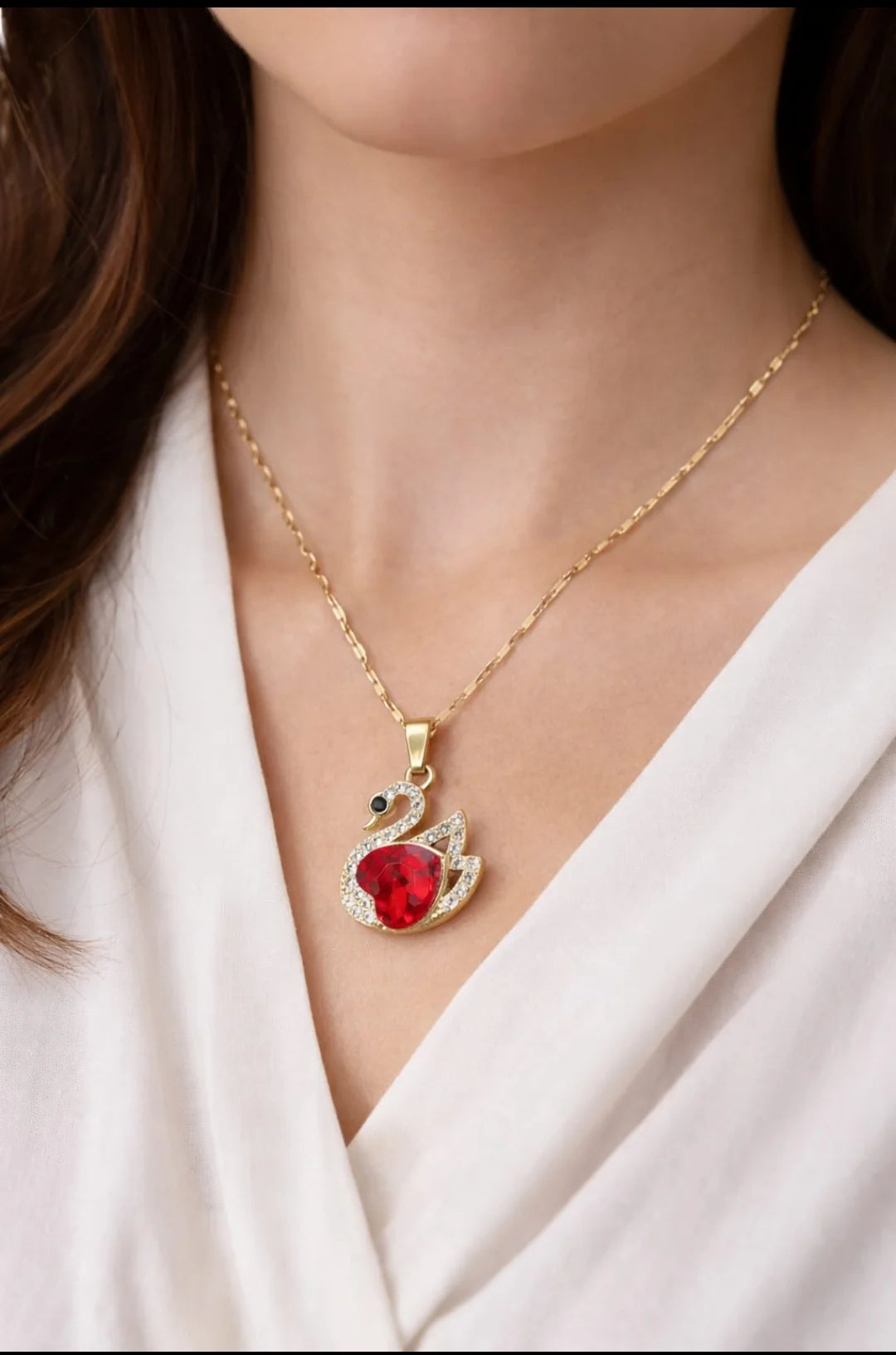 Ruby Swan Necklace